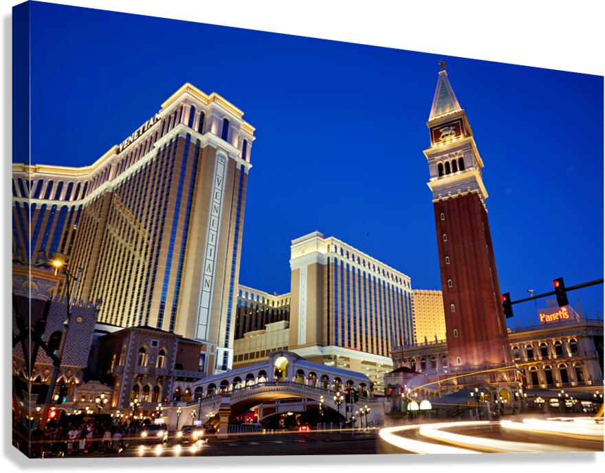 Evening view of Venetian Hotel and Casino in Las Vegas