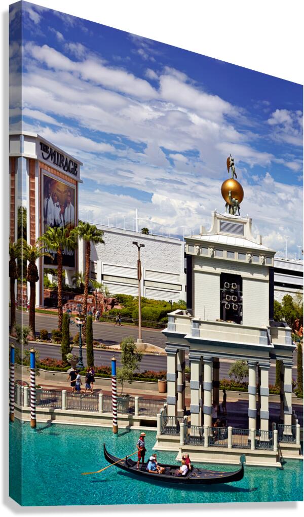 Gondolas travel in water at Venetian Hotel in Las Vegas