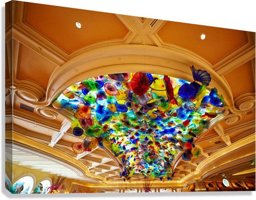 Beautiful glass sculptures in Bellagio Hotel lobby in Las Vegas