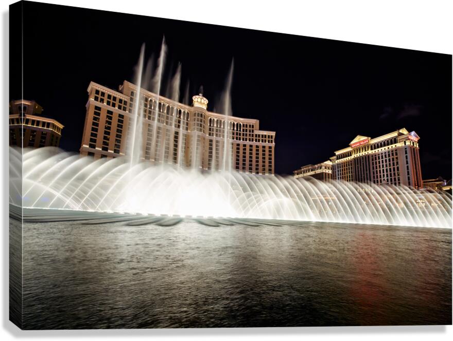 Fountains dance at Bellagio in Las Vegas during night show