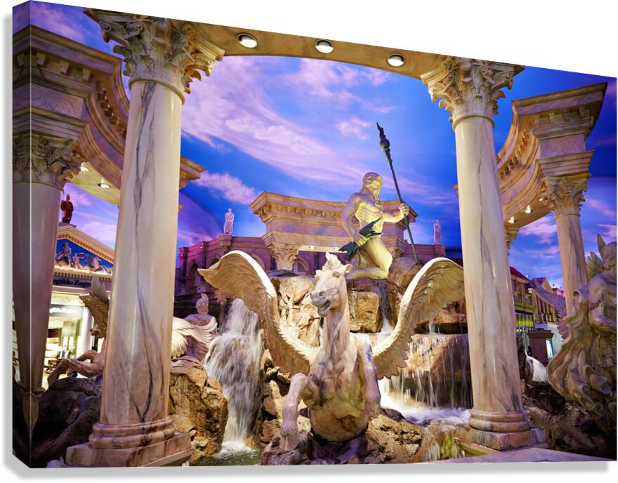 Fountain with statue at Caesars Palace Hotel Mall in Las Vegas