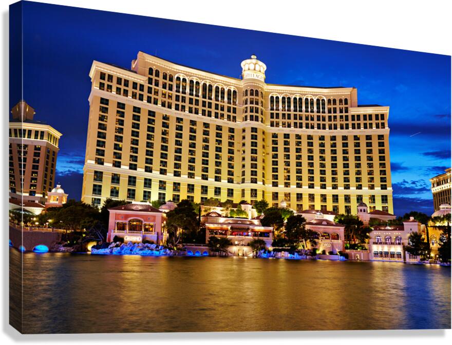 Bellagio Hotel and Casino shines at night in Las Vegas