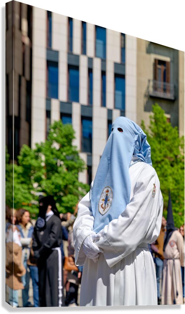 Easter Holy Week procession in Zaragoza Spain with participants
