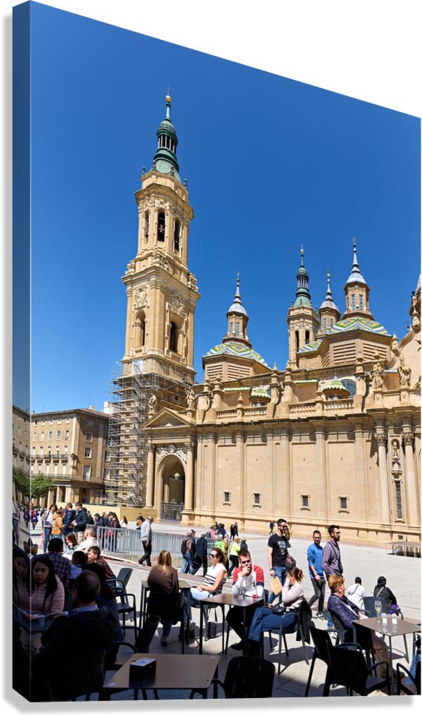 Visitors enjoy the Cathedral Basilica in Zaragoza