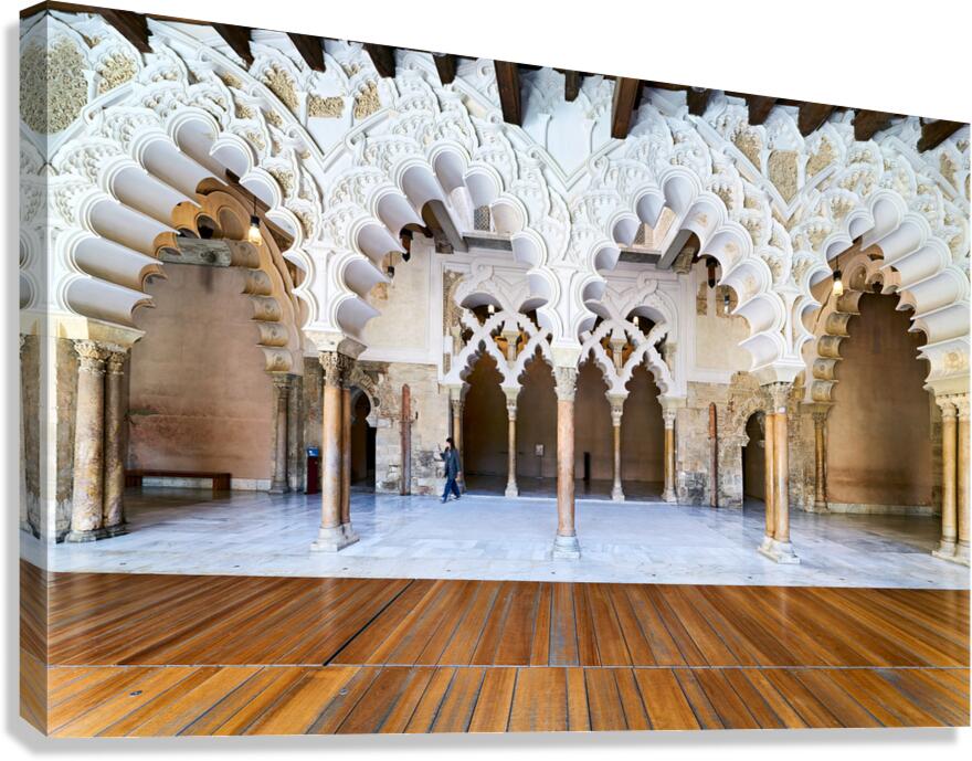 Intricate arches in Aljaferia Palace in Zaragoza