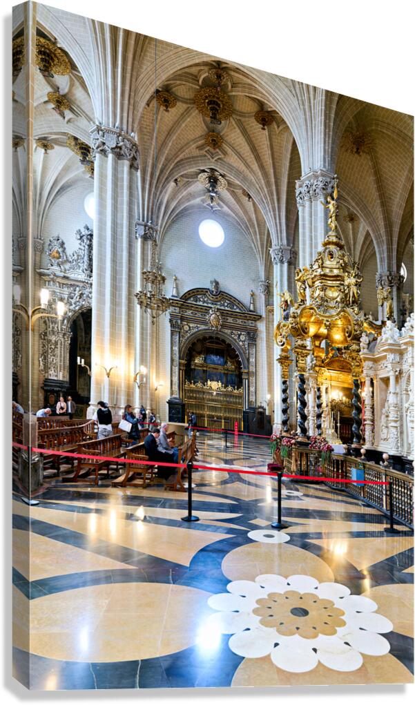 Visitors explore interior of Cathedral of the Savior in Zaragoza