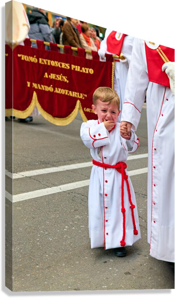 Easter procession in Zaragoza with child in traditional dress