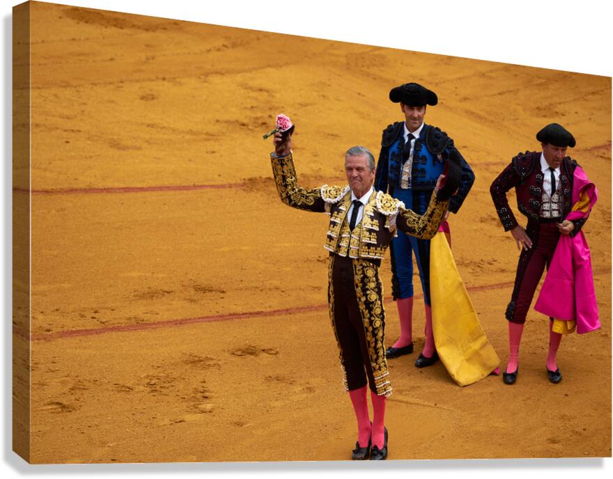 Bullfight event in Seville Arena with matadors performing