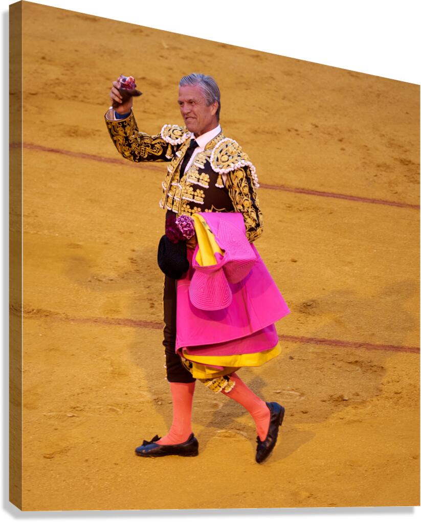 Bullfighter celebrating after performance in Seville Arena