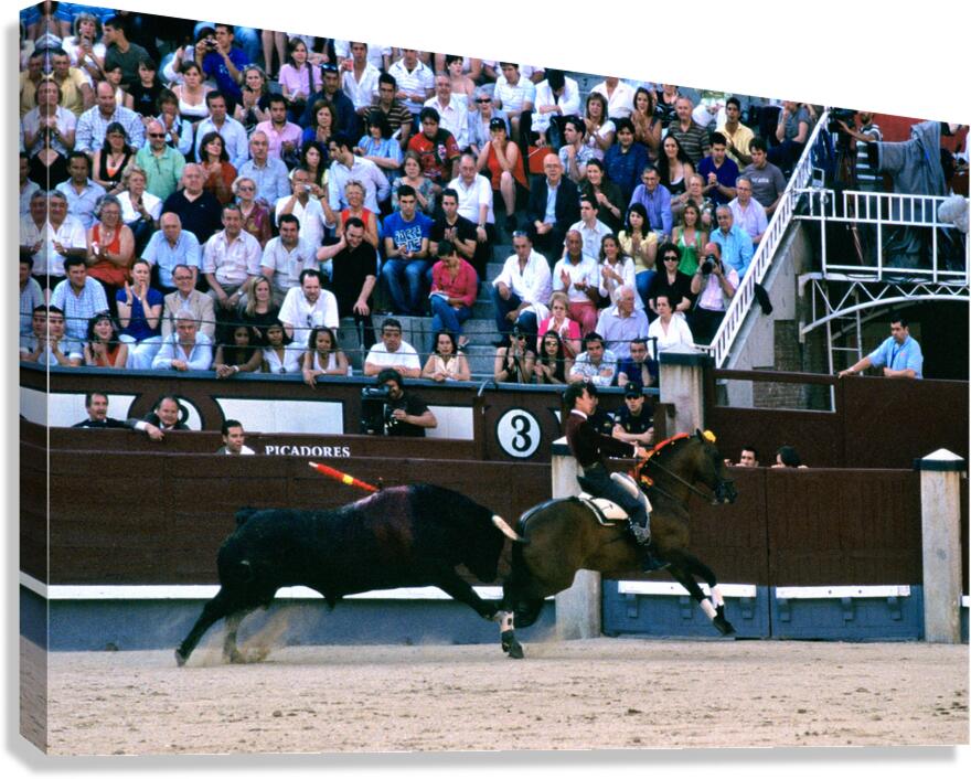 Bullfight in Madrid Spain with spectators watching closely