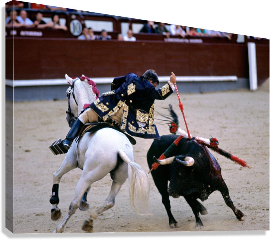 Bullfight on horseback in Las Ventas Bullring in Madrid