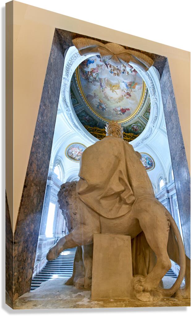 Statue at the entrance of Royal Palace in Caserta Italy