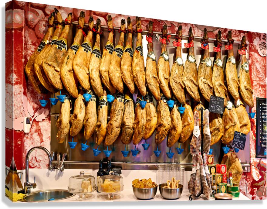 Jamon iberico bellota pata negra on display in Granada