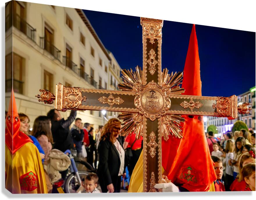 Easter Holy Week procession in Granada Spain at night