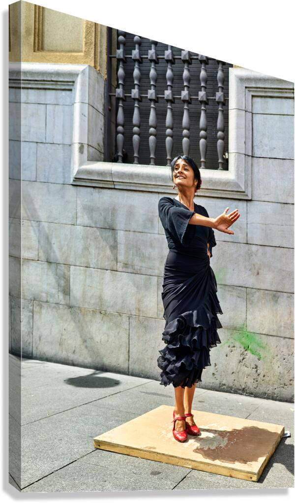 Flamenco dancer performs on street in Seville Spain