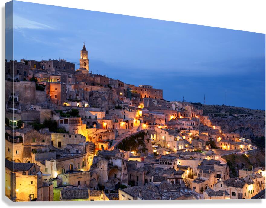 Cityscape of Matera Basilicata Italy at sunset