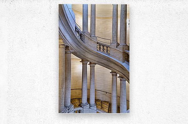 Helicoidal staircase design in Galleria Nazionale dArte Antica Brushed Metal Print 1