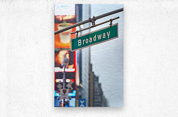 Broadway street sign in Manhattan New York City during the day Brushed Metal Print 1