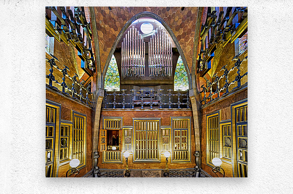 Palau Guell showcases Gaudis design in Barcelona Spain Brushed Metal Print 1