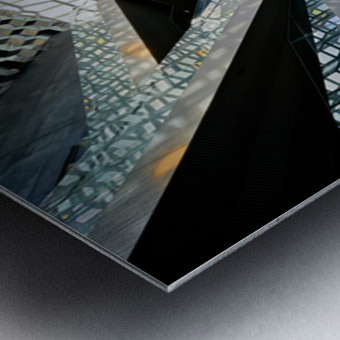 Unique design inside Harpa Opera House in Reykjavik Brushed Metal Print 2