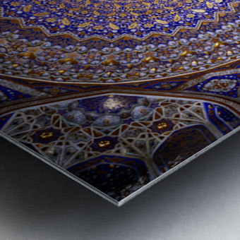 Ceiling design in a Samarkand building Uzbekistan Brushed Metal Print 2