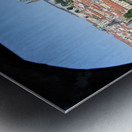 Czech Republic. Prague. Framed view of Charles Bridge Vltava river and the castle hrad Metal print