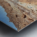 Namibia. A guide shows prehistoric rock engravings in Twyfelfontein archaeological site Metal print