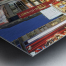 Japan. Kansai. Osaka. Illuminated signboards in Dotonbori District at sunset Metal print