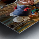 Naples Campania Italy. Statues figurines of the Christmas Nativity Scene in the artisan workshops of Via San Gregorio Armeno Metal print