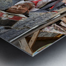 Naples Campania Italy. Statue figurine of the Christmas Nativity Scene in the artisan workshops of Via San Gregorio Armeno Metal print