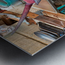 Piscaria the street daily market in Catania Sicily Italy. Fresh fish meat vegetables Metal print