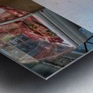 Piscaria the street daily market in Catania Sicily Italy. Fresh fish meat vegetables Metal print