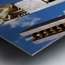 Todi Umbria Italy. Concattedrale della Santissima Annunziata. Cathedral. Piazza del Popolo. The statue Quattro Stele by Arnaldo Pomodoro Metal print