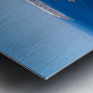 Santorini caldera with cliffs deep blue sea port and distant  Metal print