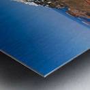 Santorini: White cliffside village blue sea clear sky. Metal print