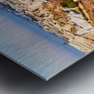 Santorinis Fira town on caldera cliff at sunset. Metal print