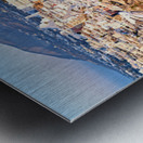 Picturesque Santorini cliffside town with winding path and vibra Metal print