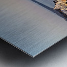 Santorini village and cruise ship at sunset. Metal print