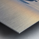 Santorini cliffside town with restaurants and people enjoying th Metal print