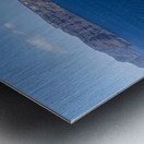 Iconic Santorini bell tower overlooking the caldera and Aegean S Metal print