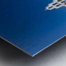 White Greek church with blue dome bell tower and marble courty Metal print