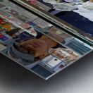 Fresh oysters on display at a seafood market. Metal print