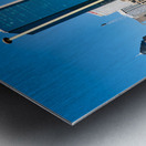 Ferry passengers enjoy city skyline view. Metal print