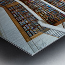 Grand library in Sydney with tall bookshelves and study areas Metal print