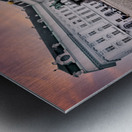 Majestic palace equestrian statue and cobblestone square under Metal print