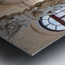 Ornate Baroque hall with sculptures and visitors. Metal print