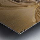 Majestic staircase with green carpet in an ornate hall. Metal print