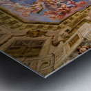 Grand baroque hall with elaborate ceiling fresco and crystal cha Metal print