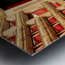 Ornate opera house interior with stage crew and audience. Metal print