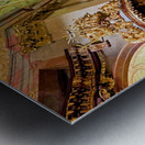 Stunning Baroque church interior rich with gold and religious a Metal print